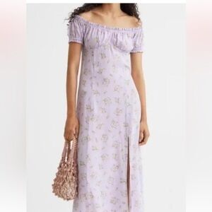 H&M Elegant Lavender Floral Off-Shoulder Small Dress